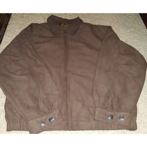 Cutter & Buck Men’s XL Brown Full Zip Faux Suede Bomber Jacket Coat